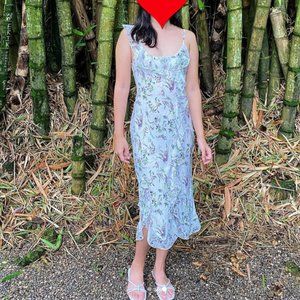 Topshop White Flower Midi Dress